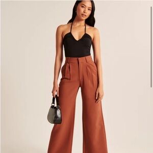 Abercrombie black ruched halter bodysuit